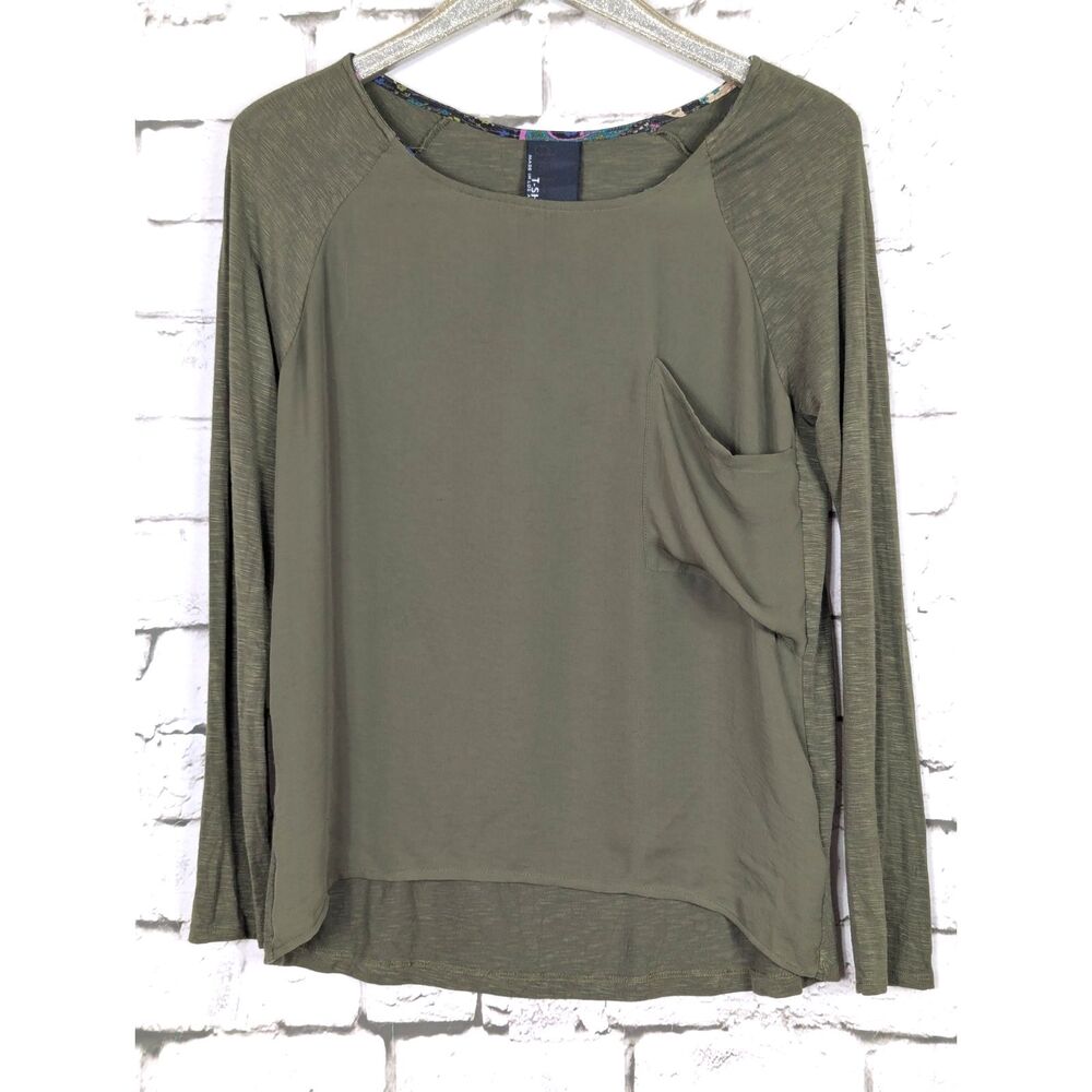 ANTHROPOLOGIE DOLAN Slub-Knit Slouchy Comfort Olive Green LS Raglan Top Small
